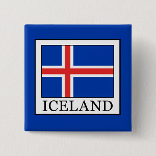 IJsland Vierkante Button 5,1 Cm