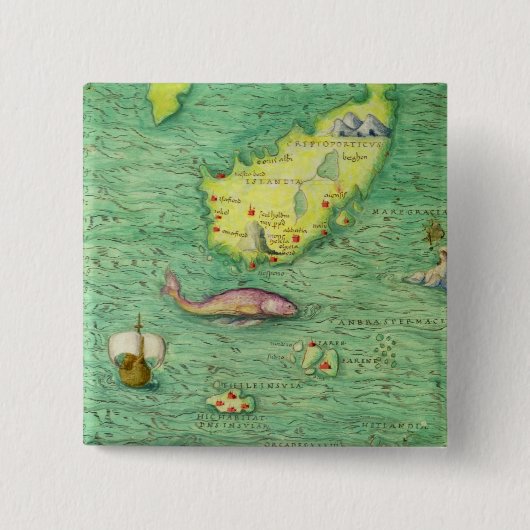 IJsland Vierkante Button 5,1 Cm (Voorkant)