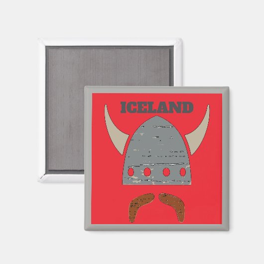 IJsland, Viking Head Magneet (Voorkant / Achterkant)
