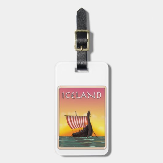 IJsland Viking Reisposter Bagagelabel (Voorkant verticaal)