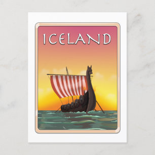 IJsland Viking Reisposter Briefkaart