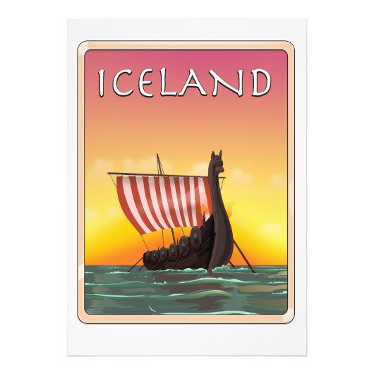 IJsland Viking Reisposter Foto Afdruk (Voorkant)
