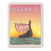IJsland Viking Reisposter Sticker (Voorkant)