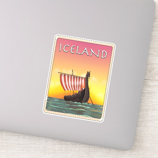 IJsland Viking Reisposter Sticker (Detail)