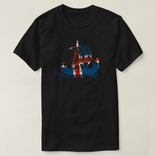 IJsland Viking schip IJslandse vlag T-shirt (Design voorkant)