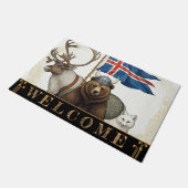 IJsland, viking, vlag, rendier, vos, beer / Kunst Deurmat (Schuin)