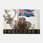 IJsland, viking, vlag, rendier, vos, beer / Kunst Deurmat (Voorkant)