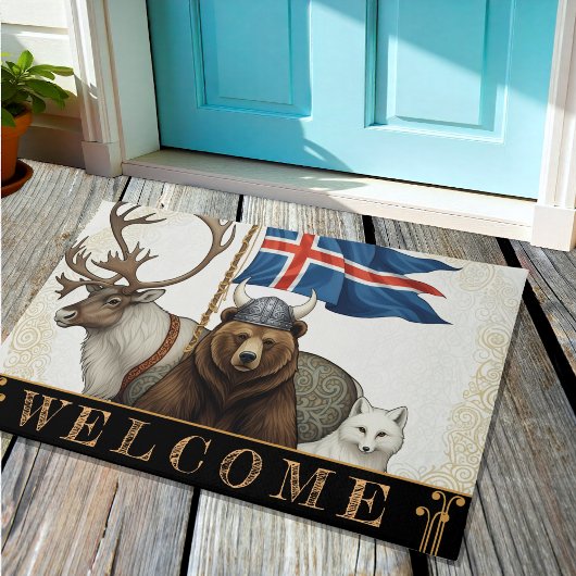 IJsland, viking, vlag, rendier, vos, beer / Kunst Deurmat