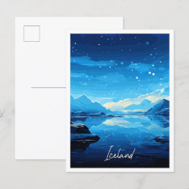 IJsland vintage reisillustratie Briefkaart