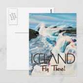 IJsland Vintage Reisposter Briefkaart (Voorkant / Achterkant)