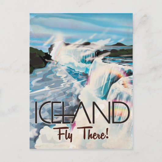 IJsland Vintage Reisposter Briefkaart (Voorkant)