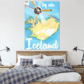 IJsland vintage reisvluchtposter Canvas Afdruk (Insitu (Slaapkamer))