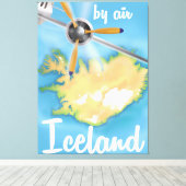 IJsland vintage reisvluchtposter Canvas Afdruk (Insitu (Houten vloer))
