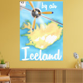IJsland vintage reisvluchtposter Canvas Afdruk (Insitu (Woonkamer))