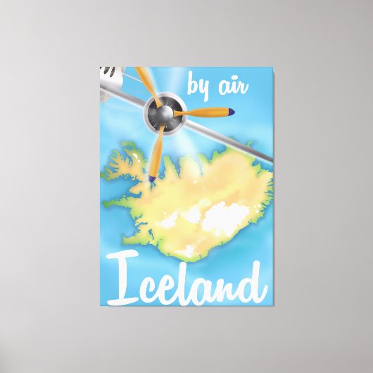 IJsland vintage reisvluchtposter Canvas Afdruk (Voorkant)