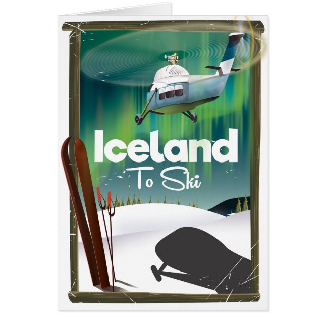 IJsland vintage ski-poster (Voorkant)