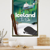 IJsland vintage skiposter Poster (Keuken)