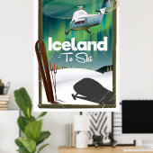IJsland vintage skiposter Poster (Thuiskantoor)