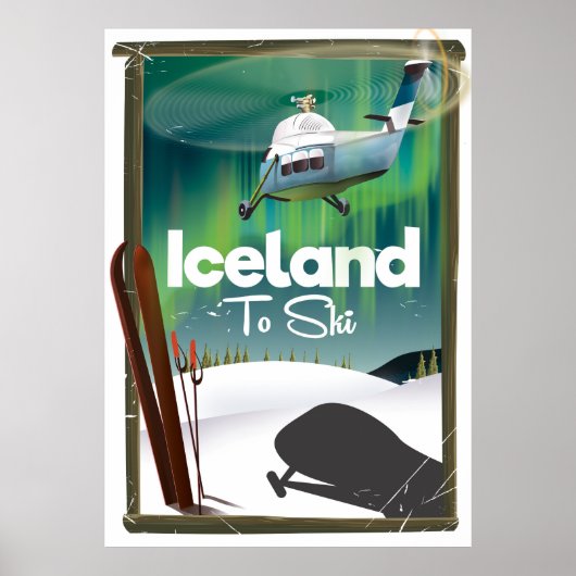 IJsland vintage skiposter Poster (Voorkant)