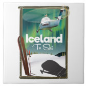 IJsland vintage skiposter Tegeltje (Voorkant)