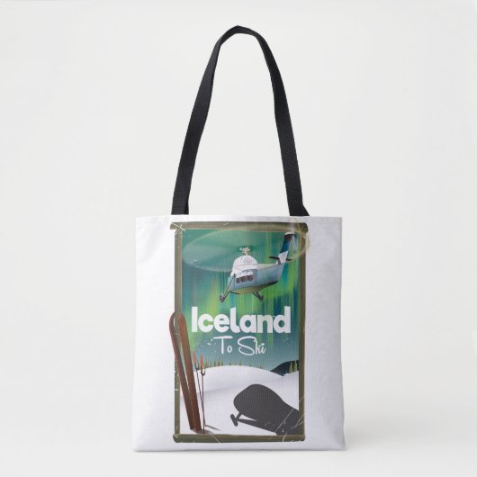 IJsland vintage skiposter Tote Bag (Voorkant)