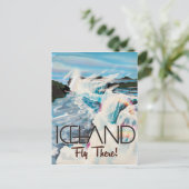IJsland Vintage Travel Poster Briefkaart (Staand voorkant)