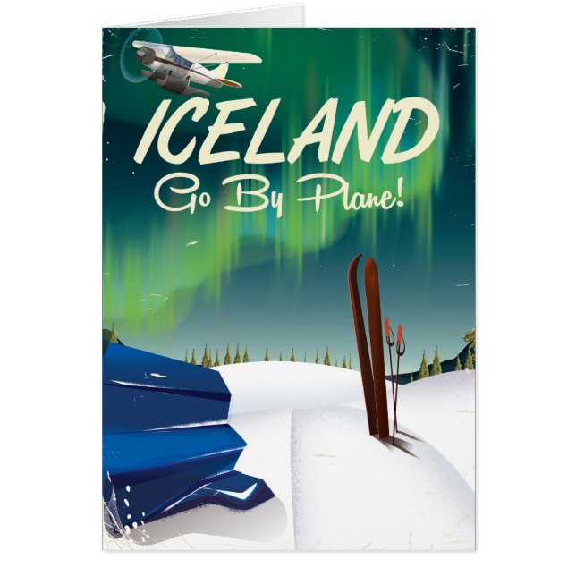 IJsland vintage vliegtuig reisposter (Voorkant)