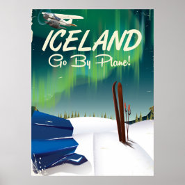 IJsland vintage vliegtuig reisposter Poster