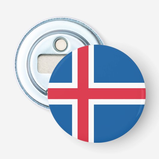 IJsland Vlag Button Flesopener (Voorkant)