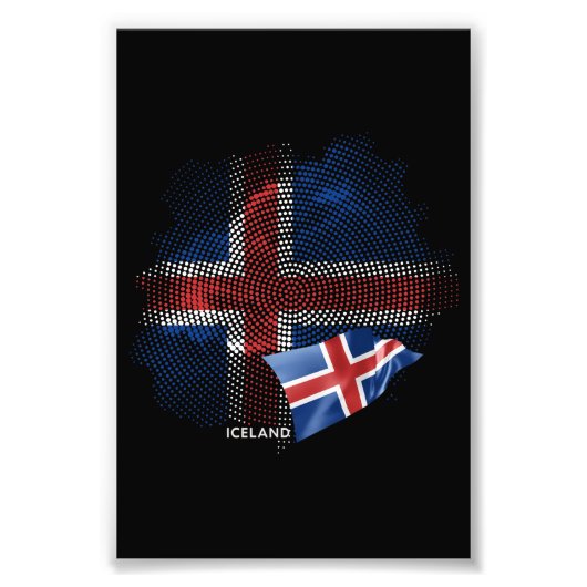 IJsland vlag Foto Afdruk (Voorkant)