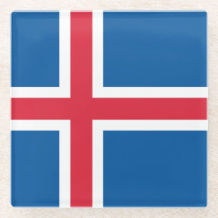 IJsland Vlag Glazen Onderzetter