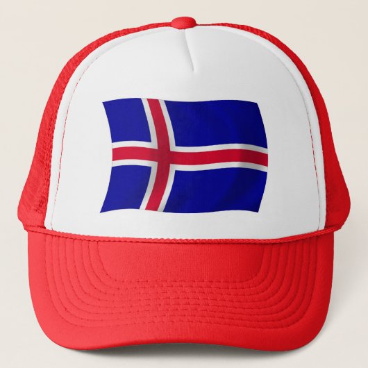 IJsland Vlag Hoed Trucker Pet (Voorkant)