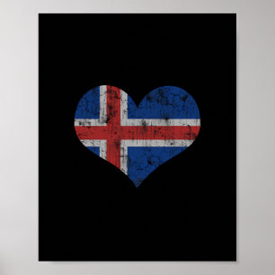 IJsland Vlag IJslander Liefde Hart Thuis Vakantie  Poster