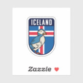 IJsland Vlag met Puffin - IJsland Travel Sticker (Vel)