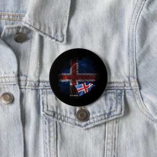 IJsland vlag Ronde Button 7,6 Cm