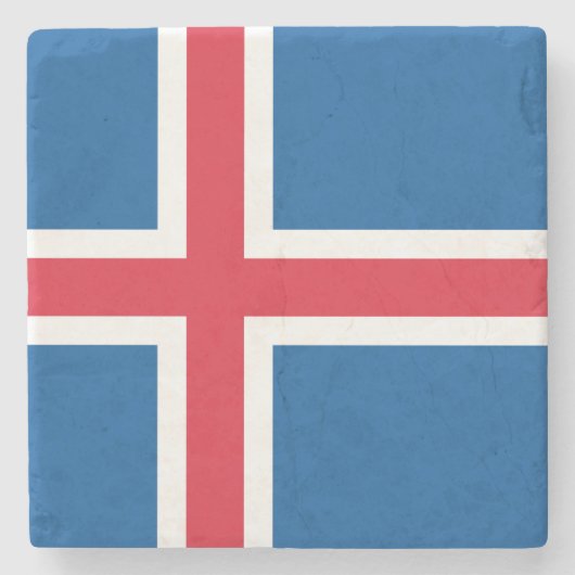 IJsland Vlag Stenen Onderzetter (Voorkant)