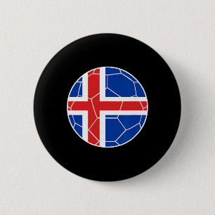 IJsland Vlag Voetbal IJsland Voetbal Ronde Button 5,7 Cm
