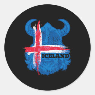 IJsland Vlag Voetbal Shirt IJslands Voetbal Fan T Ronde Sticker
