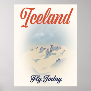 IJsland "Vlieg Vandaag" vintage reisposter Poster