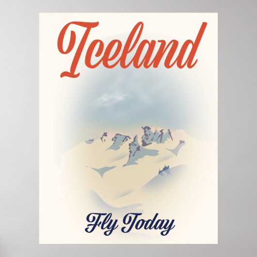 IJsland "Vlieg Vandaag" vintage reisposter Poster (Voorkant)