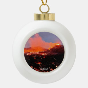 IJsland vulkaan - keramische bal kerst ornament