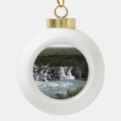 IJsland waterval - Keramisch balplein Keramische Bal Ornament (Voorkant)
