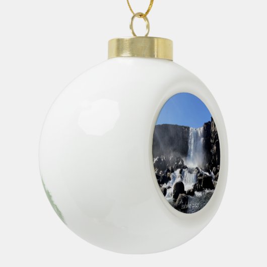 IJsland waterval - keramisch Ornament (Links)