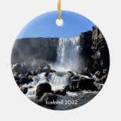 IJsland waterval - keramische sierelementen Keramisch Ornament (Achterkant)