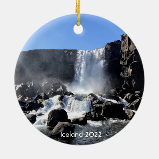 IJsland waterval - keramische sierelementen Keramisch Ornament (Achterkant)