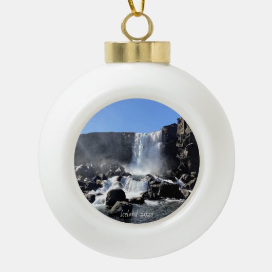 IJsland waterval - Keramische versiering Bal Ornament (Voorkant)