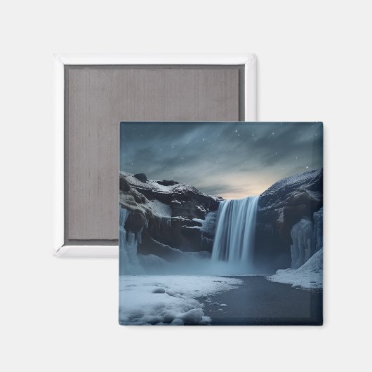 IJsland waterval landschap Magneet (Voorkant / Achterkant)