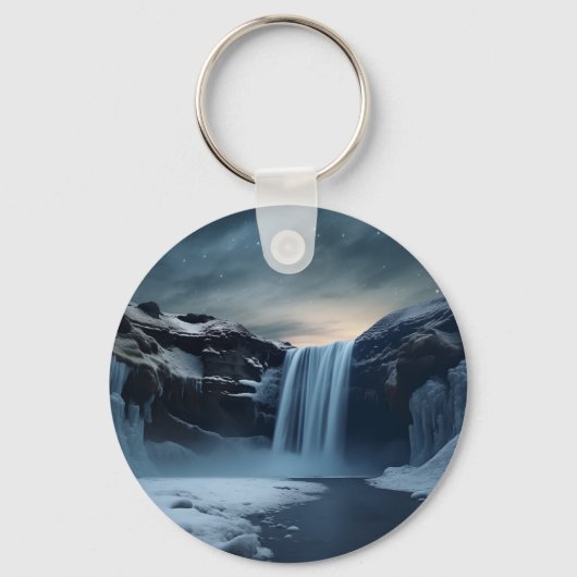IJsland waterval landschap Sleutelhanger (Achterkant)
