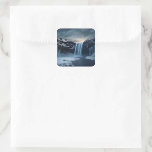 IJsland waterval landschap Vierkante Sticker (Tas)