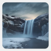 IJsland waterval landschap Vierkante Sticker (Voorkant)